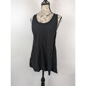 Rock Etiquette Womens Small Tank Top Black Scoop Neck Back Split Raw Hem Grunge